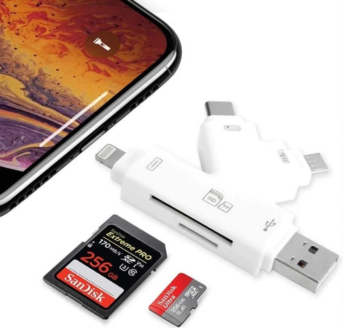 Imagen 2 de 8 de Adaptador Lightning Usb C iPhone 8 X Android Tarjeta Sd Usb