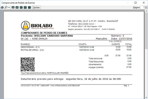 Sistema / Programa Para Laboratórios De Análises Clínicas