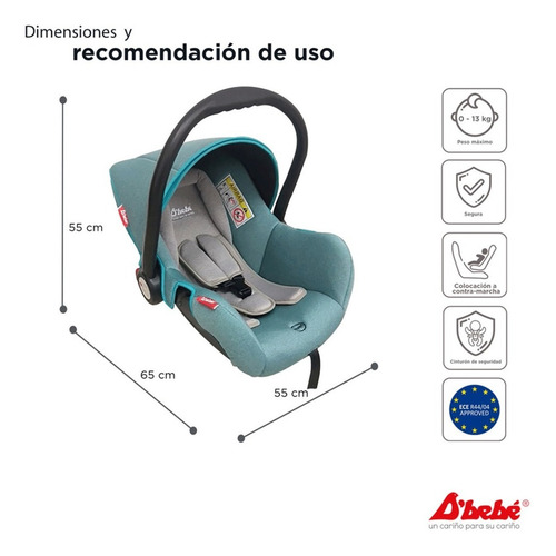 Autoasiento Portabebe D'bebé Mai Travel Menta Menta