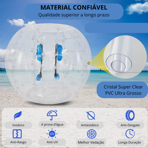 Bubble Soccer 1,5m Zorb Ball Botões Transparente Futebolha