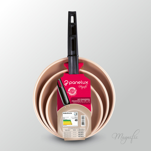 Kit 3 Frigideiras Francesa Alumínio 16+20+24cm Magnific Cereja Panelux