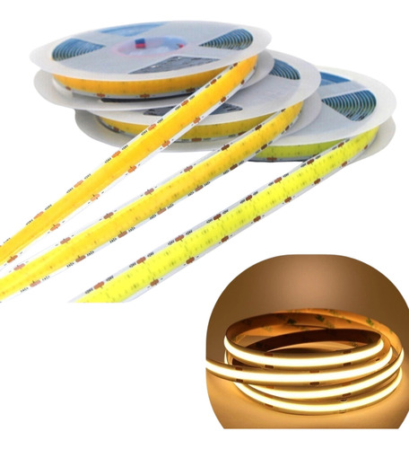 5 Fitas 624 Leds/m Cob Dupla Alta Potência 12v 5m Ip20 3000k