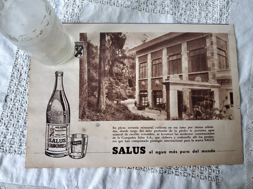 Antigua Publicidad Agua Salus / 1961 Y Botella 200 Cc