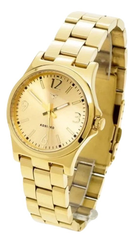 Reloj Kosiuko De Dama  Acero Dorado  Inox Con Numeros Ks808