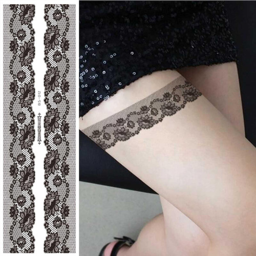Tatuagem Temporária De Renda Sttiafay Na Coxa, Adesivos De A