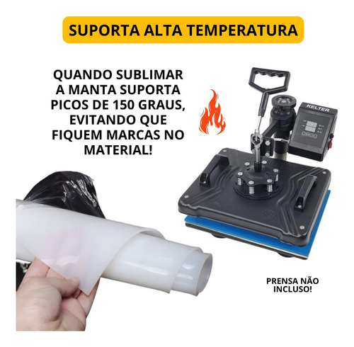 Manta Termica Prensar Bonés 1mm 200x700mm Alta Temperatura
