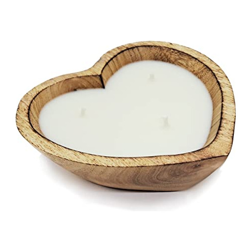 Vela De Cuenco De Madera Forma De Corazón De 6 Pulgada...