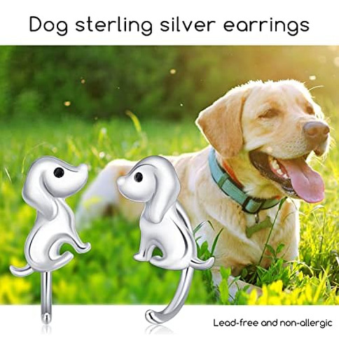 Pendientes De Perro Para Mujer, Pendientes De Tuerca De Plat
