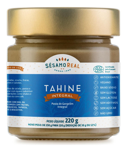 Tahine Integral Sésamo Real 220g - Gergelim Orgânico