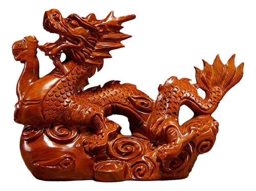 Figura De Dragón De Año Nuevo Chino Tallada En Madera, A