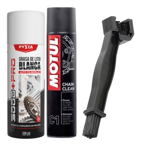 Motul C1 Desengrasante + Cepillo + Grasa Blanca Litio