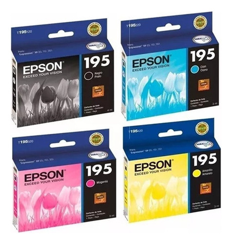 Combo Epson 195 Original Negro + 3 Color