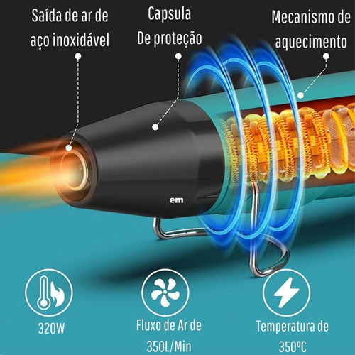 Soprador Térmico Pistola Ar Quente P/ Resina Portátil 320w