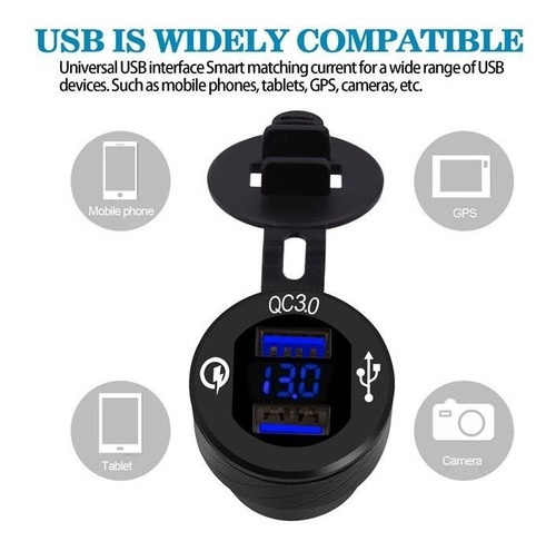 Imagen 3 de 9 de Adaptador Usb Moto Europea Bmw Ducati Trimph Hella Qc3.0
