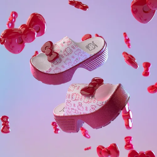 Crocs Stomp Slide Hello Kitty 50th Anniversary Red Glitter Crocs Stomp Slide Hello Kitty 50th Anniversary Red Glitter