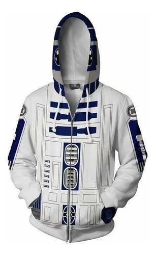 Star Wars Series Sudaderas R2-d2 Robot Zip Up Sudadera Con C