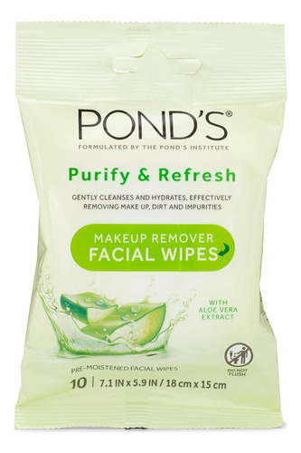 Toallitas Faciales Purify & Refresh De Pond's Con Aloe Ve...