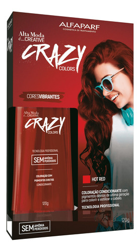 Kit Tintura Alfaparf  Alta moda é creative Crazy colors tom hot red para cabelo