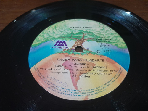 Vinilo Simple - Daniel Toro - Zamba Para Olvidarte - 1976 -c