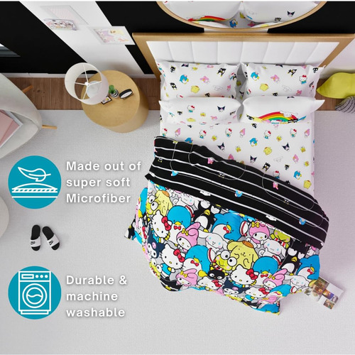 Juego De Edredon Y Sabanas Hello Kitty & Friends, Queen,7...