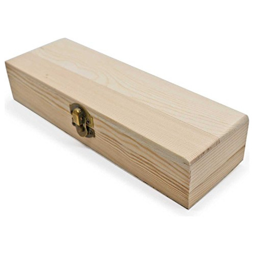 Aveson Plain Caja De Lápiz De Madera Sin Terminar Rectangula