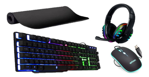 Combo Gamer Teclado + Mouse + Fone Black + Mousepad