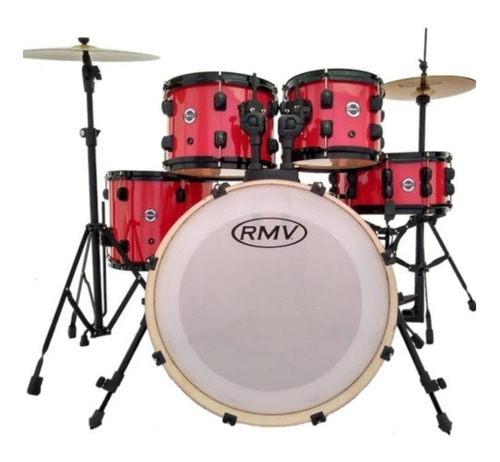 Bateria Rmv Infinity Cor Cereja Bumbo 20 + Pratos E Banco