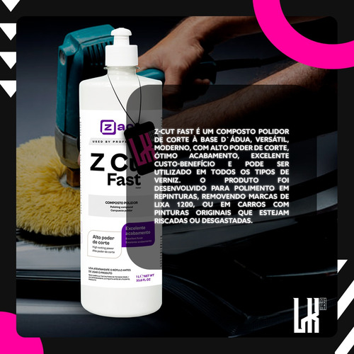 Kit Zacs Z-cut Fast Composto + Aplicador + Microfibra 40x60