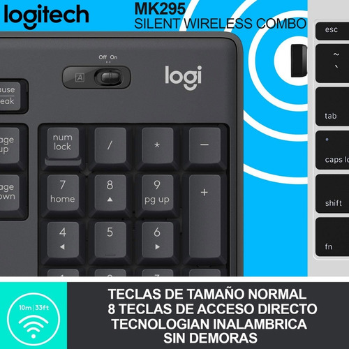 Imagen 6 de 6 de Kit Teclado Y Mouse Inalambrico Logitech Mk295 Español