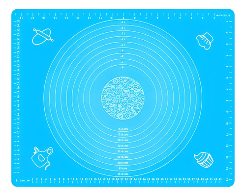 Placa Plancha De Silicona Para Amasar Apta Para Horno 50x40 Celeste