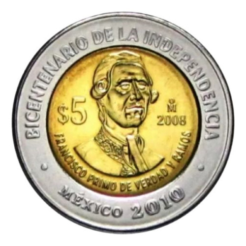 1 Moneda De 5 Pesos Conmemorativa De Francisco Primo Verdad 