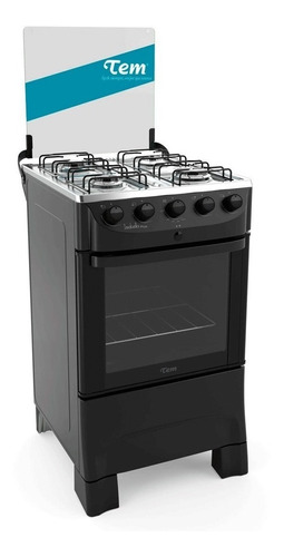 Cocina Tem A Gas 4 Hornallas Negra Puerta C/visor 48l - Jeux