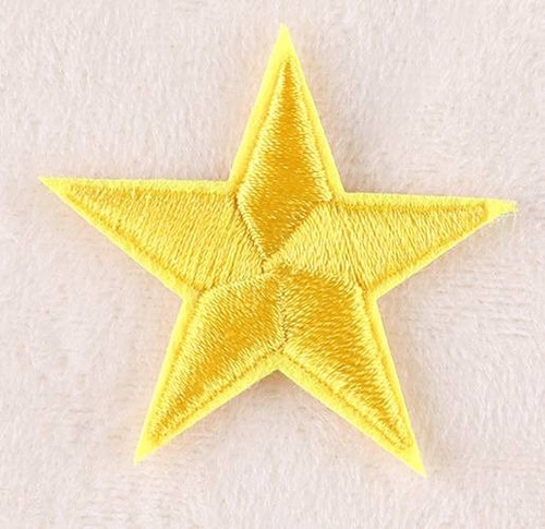 10 Pzs Estrellas Bordadas Amarillas Aplicacion Parche 4.5 Cm