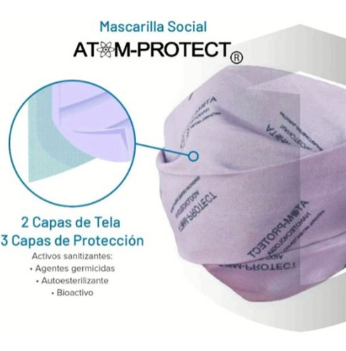Imagen 4 de 9 de Barbijo Social Atom Protect Conicet Kids 10-12 (x 3 Unidades