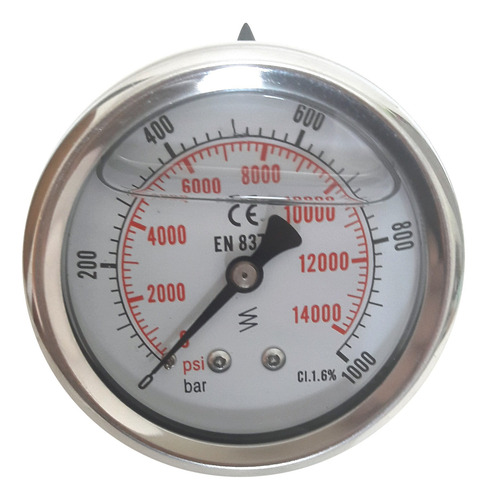 Manómetro C/glicerina Escala 0-1000 Bar 1/2 Npt Trasera100mm