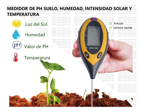 4 En 1 Medidor De Ph Suelo, Humedad, Intensidad Solar Y Temp