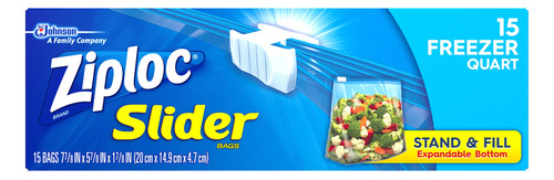 Ziploc Slider Bag Freezer, Cuarto De Galón, 15 Unidades (p.