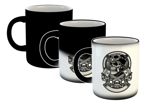 Taza Magica Skull Motorcycle Pasion Est 1696