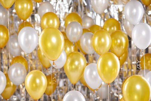 150 Balão Bexiga Ano Novo Dourado Prata Cristal Redondo N8