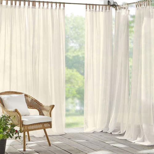 Darien Indoor Or Outdoor Sheer Tabtop Window Curtain Pa...