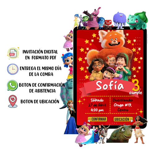 Invitación Digital Infantil Pdf Botón Confirmación Ubicación Spiderman Miles Morales