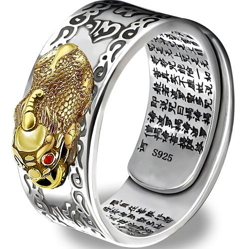 Jajafook Anillo De Feng Shui 925 Stering Silver Pixiu Mantra
