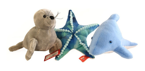 Peluches: Lobo + Estrella + Delfin Mundo Marino