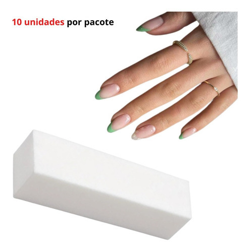 Kit 10 Lixas Bloco Polidor Branco P/unhas Acrílica/gel/fibra