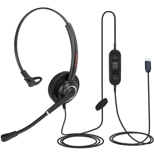 Auriculares Headphones De Una Oreja, Negro Con Cable Usb