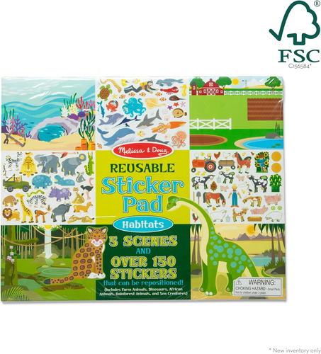 Tapa De Pegatinas Reutilizables: Hábitats Con 150 Pegatinas