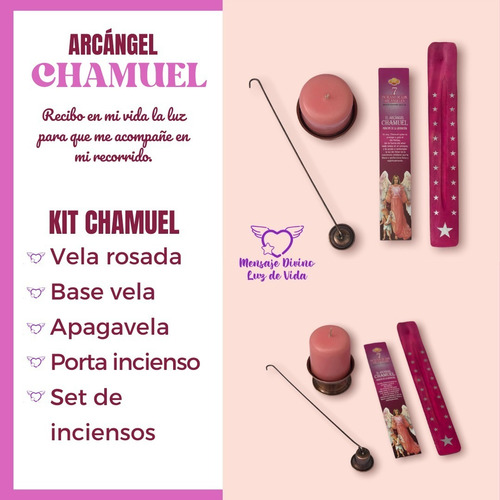 Imagen 4 de 4 de Arcangel Chamuel Incienso Portavela Apagavela Portaincienso