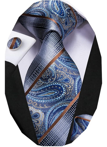 Dubulle Mens Blue Paisley Tie Woven Silk Necktie Para Hombre