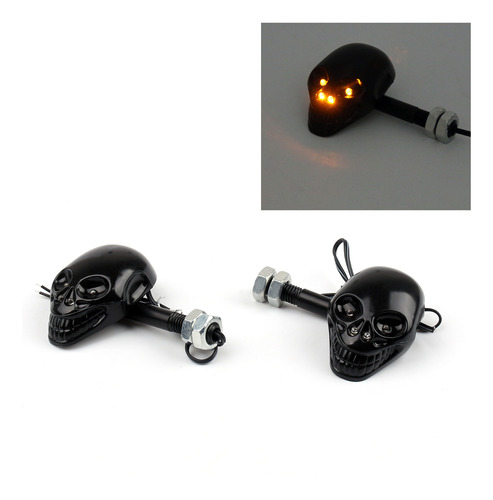 Luz Intermitente Con Indicador De Giro Para Moto Skull Head,