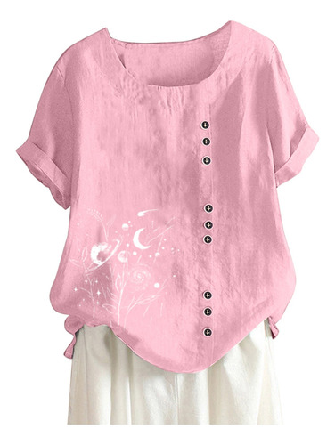 Ropa De Cama Casual Con Botones Holgados Para Mujer, Talla G